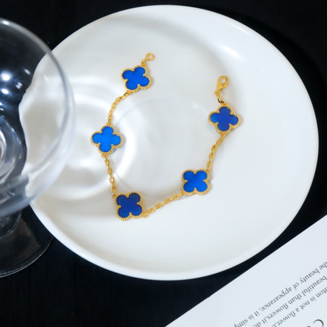 Van Cleef & Arpels Alhambra Blue Enamel Bracelet Van Cleef & Arpels Alhambra Blue Enamel Bracelet
